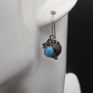 Albert Lee Navajo Sterling Silver Turquoise Earrings